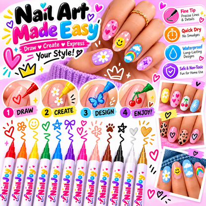 🎨 Nailjoy  12-Color Nail Art Pens 💖 | Creative DIY Nail Art Kit for Kids ✨