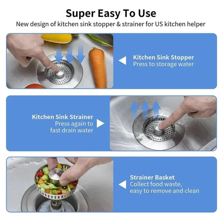 🔥LAST DAY 53% OFF-Upgraded 3 in 1 Kitchen Sink Drain Strainer
