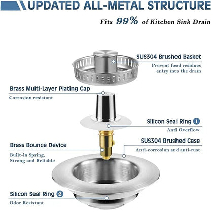 🔥LAST DAY 53% OFF-Upgraded 3 in 1 Kitchen Sink Drain Strainer